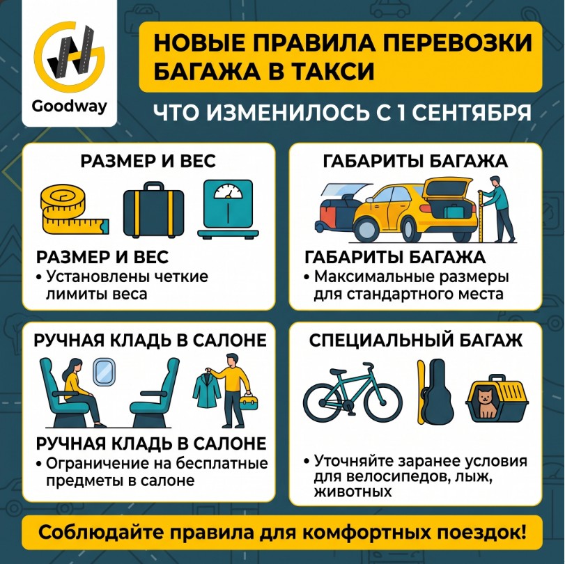 Новые правила перевозки багажа в такси с 1 сентября 2026 года